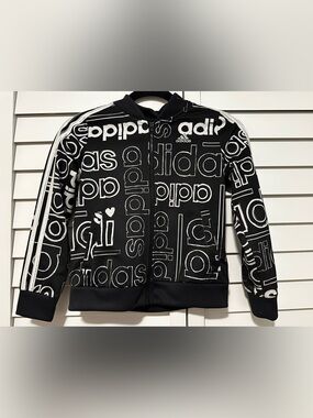 Adidas kids Black Activewear Jacket with White Logo